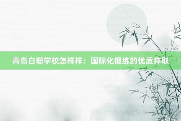 青岛白珊学校怎样样：国际化锻练的优质弃取