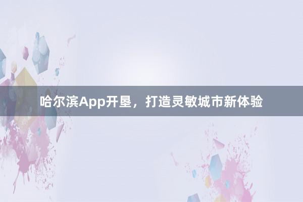 哈尔滨App开垦，打造灵敏城市新体验
